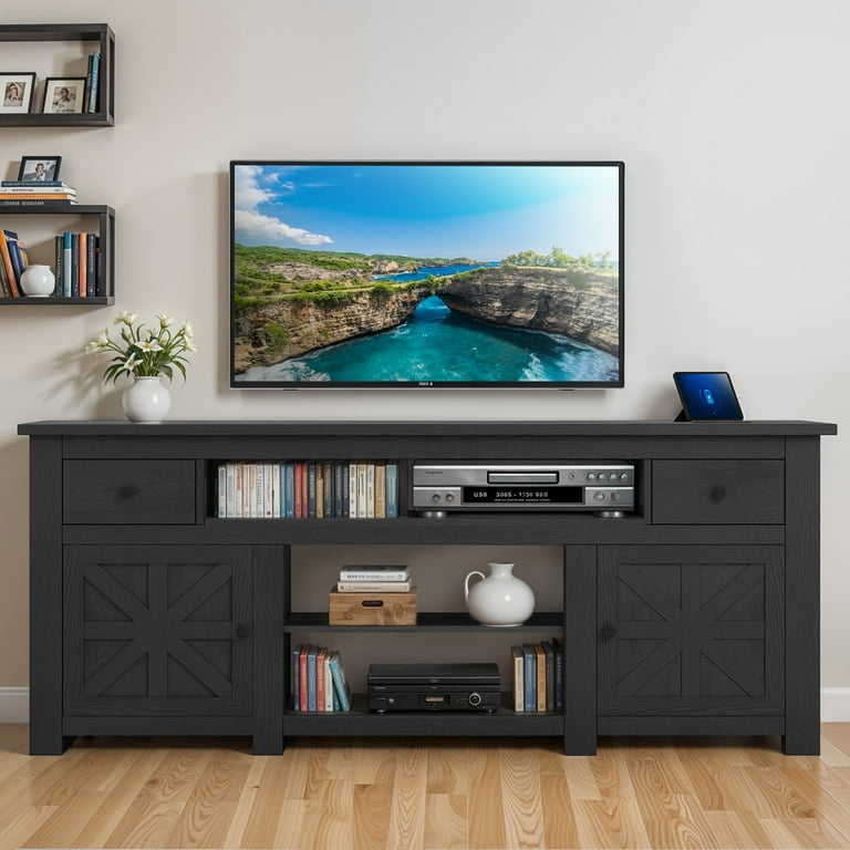 Uforic Farmhouse TV Stand for 75/80 Inch TV, Rustic