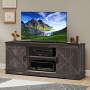 Uforic Farmhouse TV Stand for up 65" TVs, Entertainment Center Console Table for Living Room, Dark Oak