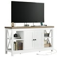 thumbnail image 1 of Uforic Farmhouse TV Stand with Built in Power Outlet for TVs up to 55", Wood TV Media Console, White, 1 of 10