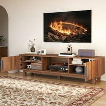 Uforic Fluted TV Stand for 65" TVs, Modern Living Room Media Console with Adjustable Shelf & Power Outlets, Walnut