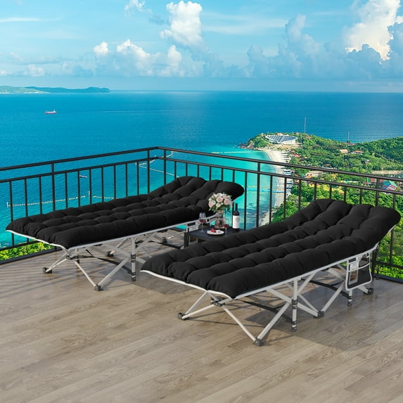 Uforic Folding Camping Cot w/ Mattress & Carry Bag, 1200D Oxford, 575 Lb Capacity for Travel, Black