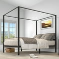 thumbnail image 1 of Uforic Four-Poster 14-inch Queen Size Metal Canopy Bed Frame, Requires No Box Spring,Black, 1 of 5