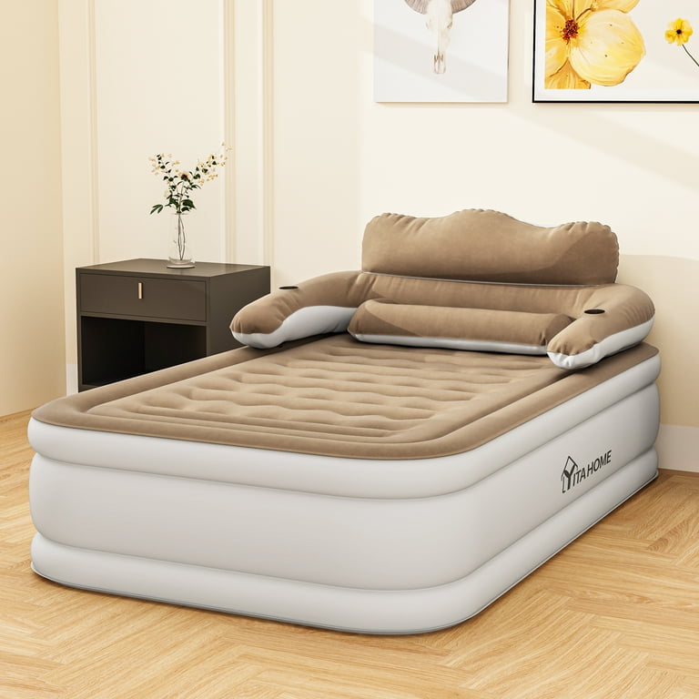 Uforic FullXL Air Bed featuring Headboard, 18in Inflatable