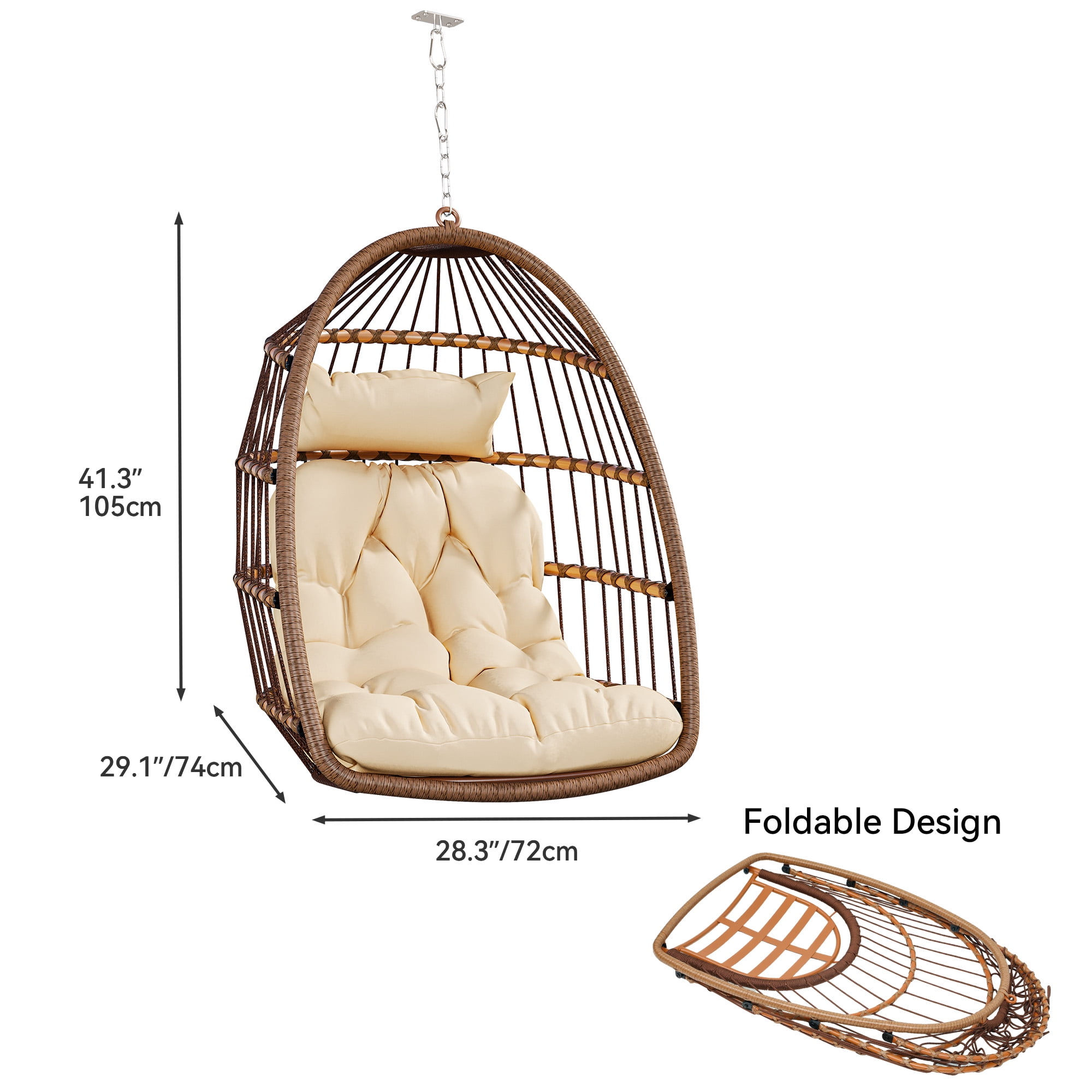 YACHU ULハンモック ULAX FURNITURE Moon-Shaped Outdoor Wicker Porch Swing