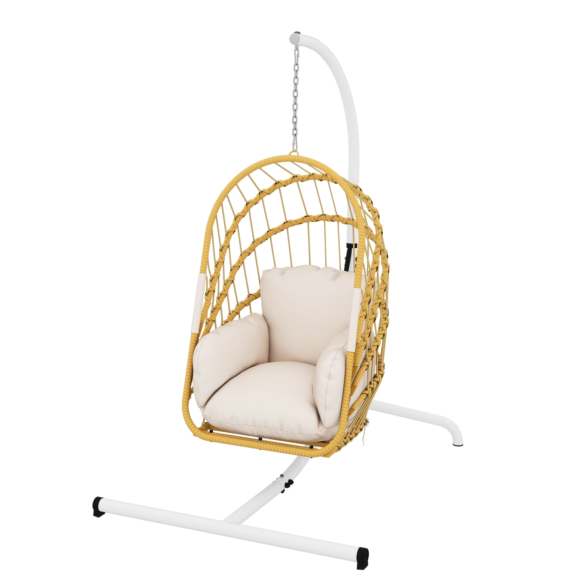Uforic Hanging Egg Chair with Stand, Patio Swing Egg Chair Hammock Chair for Outdoor Indoor - Beige