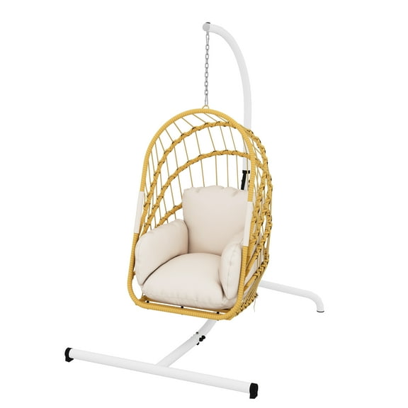Uforic Hanging Egg Chair with Stand, Patio Swing Egg Chair Hammock Chair for Outdoor Indoor - Beige