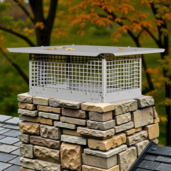 Uforic Heavy-Duty Chimney Cap 21" x 13", Adjustable, Rust-Proof Stainless Steel Metal Flue Cover, Pre-Drilled Holes, Mounting Strips