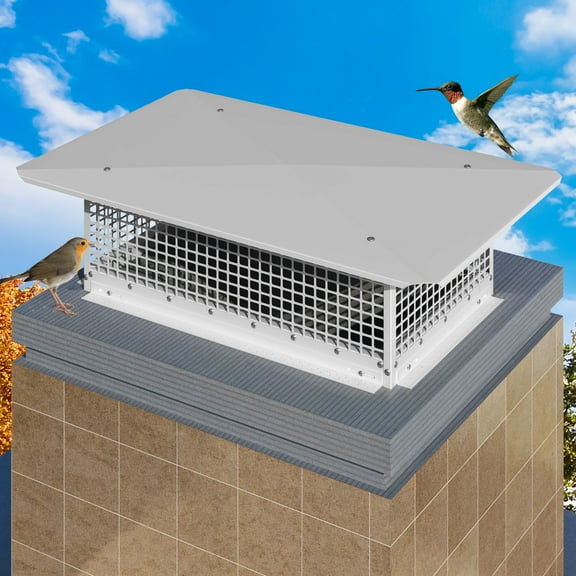 Uforic Heavy-Duty Fireplace Chimney Cap 29" x 17", Adjustable Stainless Steel Cover for Flue Protection, Improved Ventilation