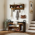 thumbnail image 1 of Uforic Industrial Hall Tree with Coat Rack and Shoe Bench, Entryway Storage Set, Rustic Brown, 1 of 5