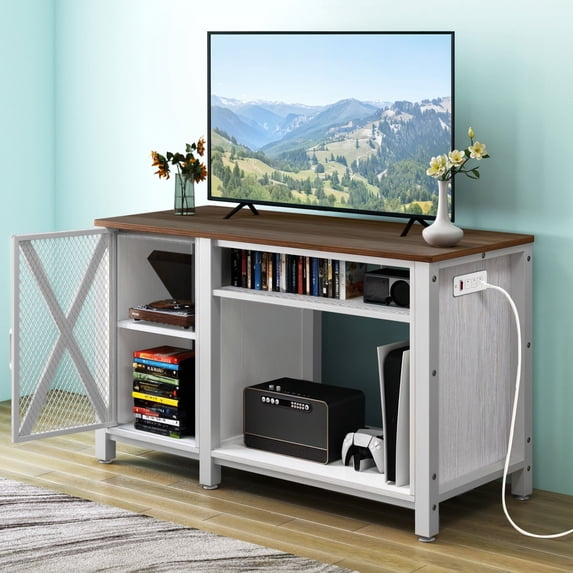 Uforic Industrial TV Stand for 65 inch TVs, TV Cabinet with Power ...