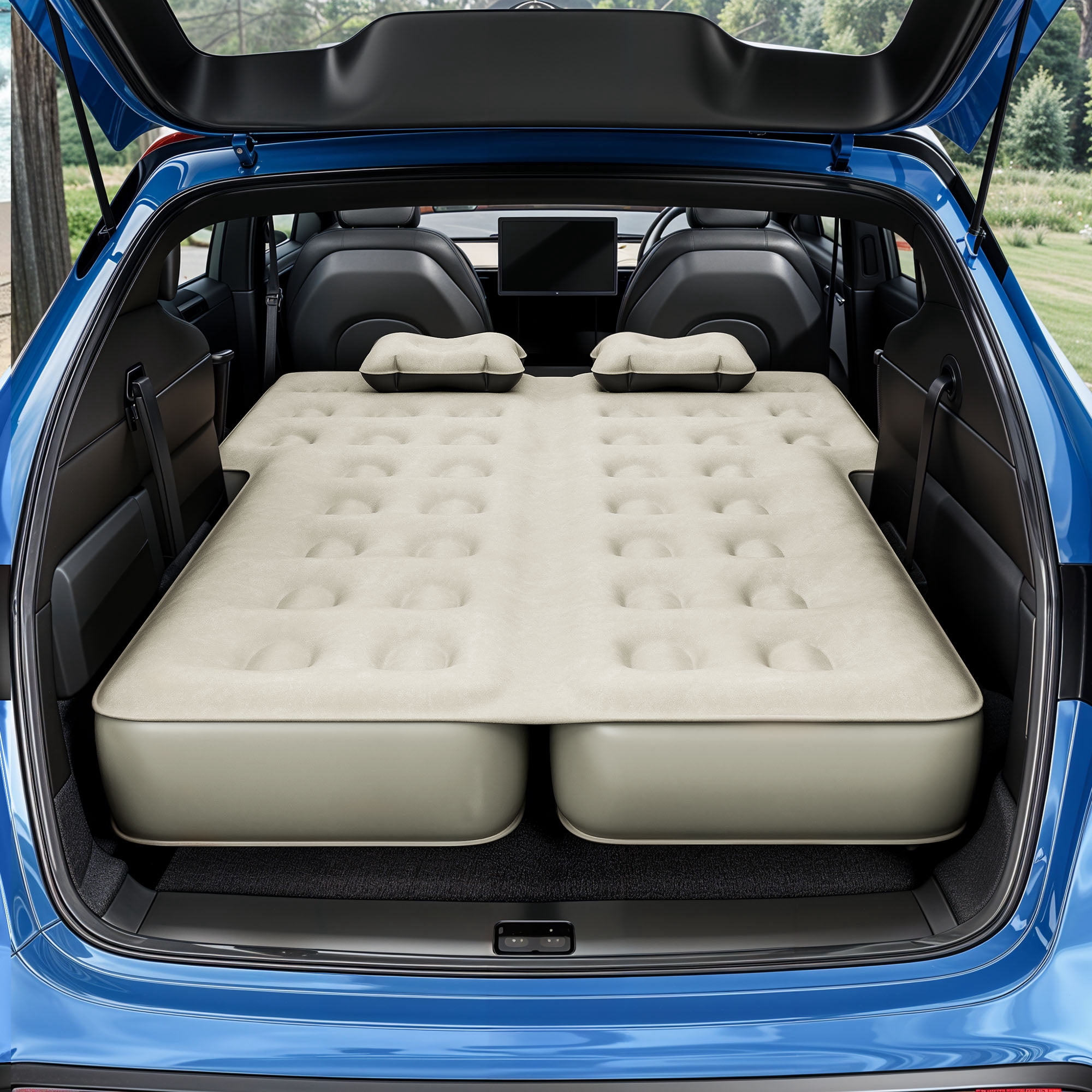 Uforic Inflatable Car Air Mattress with Pump, Portable SUV Air Bed with Pillows for Camping, Home, Travel, Gray