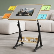 Uforic Jigsaw Puzzle Table with 4 Drawer, Legs and Wheels, Adjustable Up Level Mesa Gamer Tables