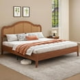 thumbnail image 1 of Uforic King Bed Frame with Adjustable Rattan Headboard, Solid Wood  Platform Bed Frame, Brown, 1 of 9