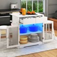 thumbnail image 1 of Uforic Kitchen Island Table with Drop Leaf & Seating, Rolling Kitchen Island with Power Outlets & Storage, White, 1 of 8