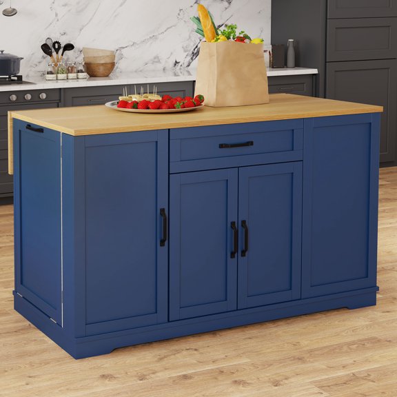 Harper & Bright Designs Kitchen Island with Drop Leaf and Wheels ...