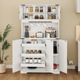 thumbnail image 1 of Uforic Kitchen Pantry Cabinet with Power Outlets & Hooks, Farmhouse Hutch Storage Cabient, White, 1 of 8
