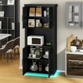 thumbnail image 1 of Uforic Kitchen Pantry Cabinet with Power Outlets & LED Lights, Farmhouse Storage Cabinet, Black, 1 of 8