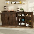 thumbnail image 1 of Uforic Kitchen Storage Cabinet with Shelves & Doors, Sideboard Cabinet for Double 13-gal Trash Bins, Brown, 1 of 8