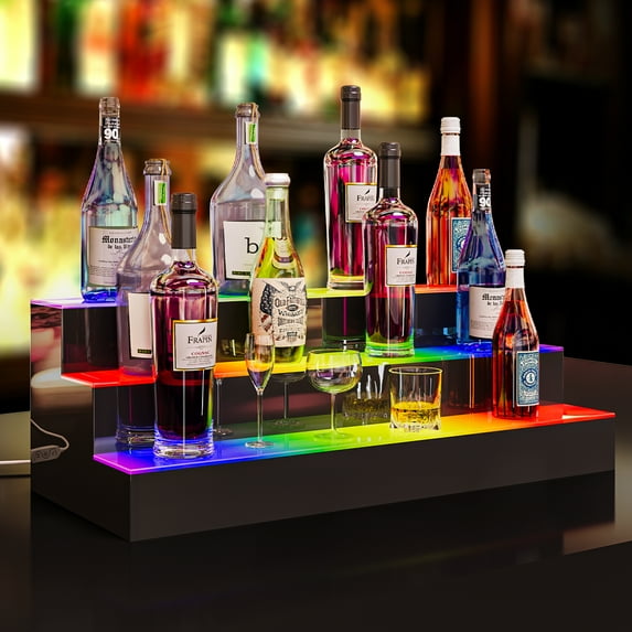 Uforic 3 Tier 30-inch Lighted Bar Shelves with RF Remote & App Control for Living Room