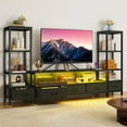 thumbnail image 1 of Uforic LED TV Stand with with Power Outlets for Tvs up to 65", Entertainment Stand with Bookcase, Black, 1 of 6