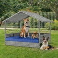 thumbnail image 1 of Uforic Large Dog House Indoor Outdoor, Wicker Dog House with Waterproof Roof and Washable Cushion Blue,32.9"L x 27.6" W x 28.3" H, 1 of 9