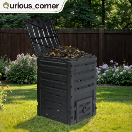 Uforic 120 Gallon Outdoor Compost Bin 450L Large Composter with Snap-On Lid & Aeration System, Lightweight Garden Compost Barrel Tumbler for Yard Lawn, Easy Assembly