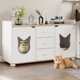 thumbnail image 1 of Uforic Litter Box Furniture with 2 Rooms, Wood Cat Litter Box Enclosure Cabinet with Drawer, White, 1 of 9