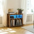 thumbnail image 1 of Uforic Media Storage Cabinet with LED Lights & Power Outlets, Record Player Stand, Brown, 1 of 8
