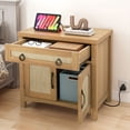 thumbnail image 1 of Uforic Nightstand Bedside Table with Doors & Drawer, End Table with Charging Station, Oak, 1 of 8