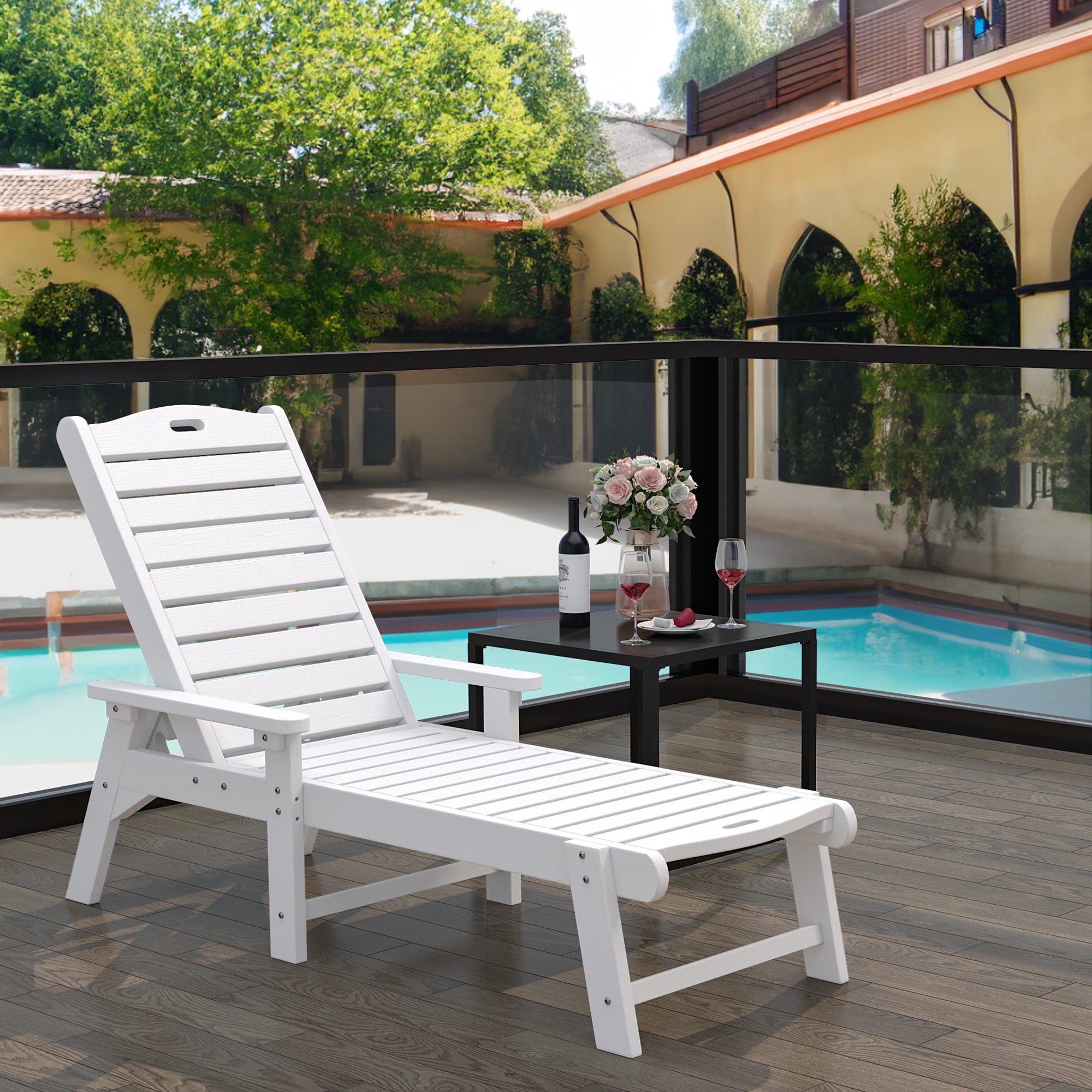 Uforic Outdoor Chaise Lounge Chair, Lightweight Patio Lounger with Adjustable Backrest