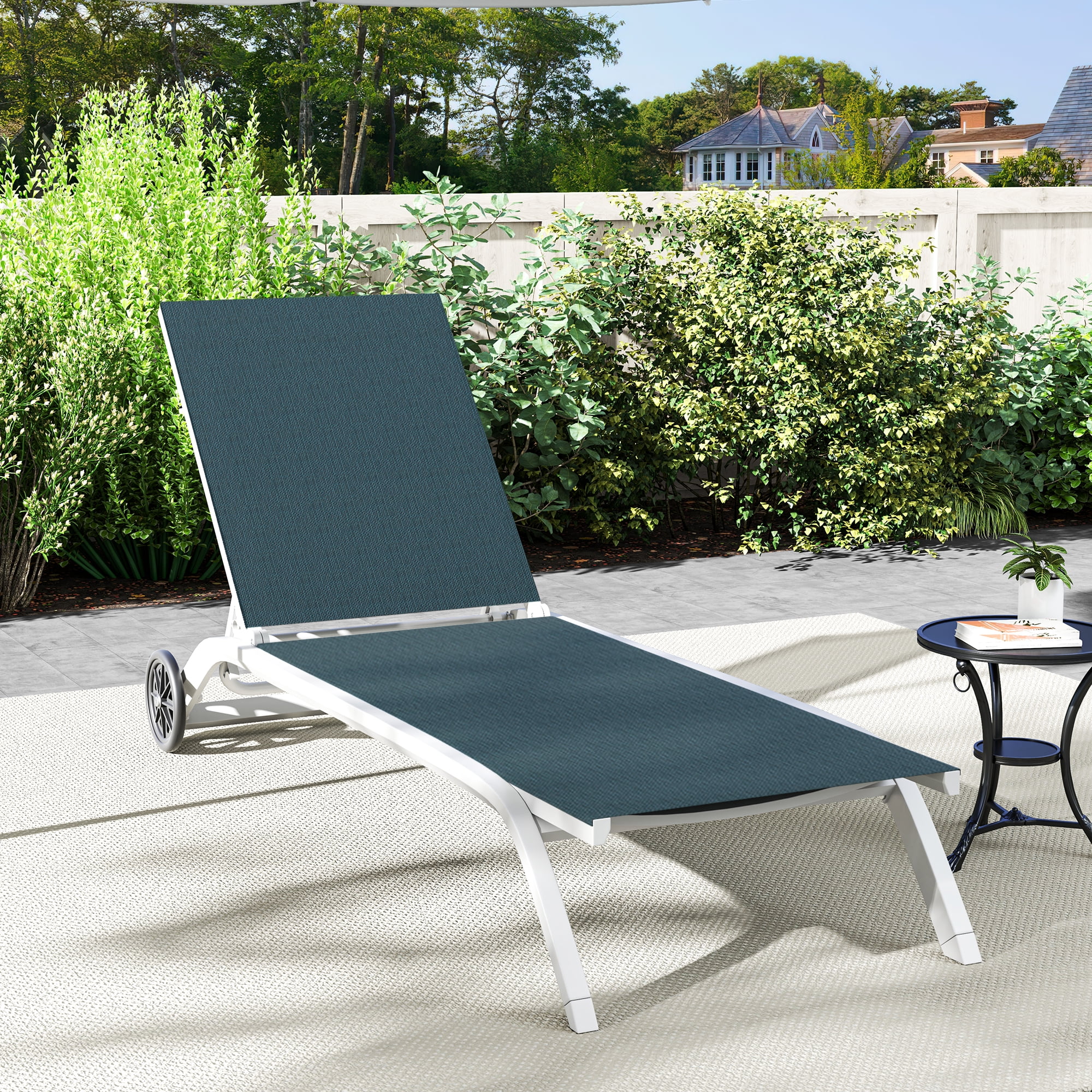 Uforic Outdoor Chaise Lounge Chair Set of 2, 5-Position Backrest Adjustable for Patio, Poolside, Green
