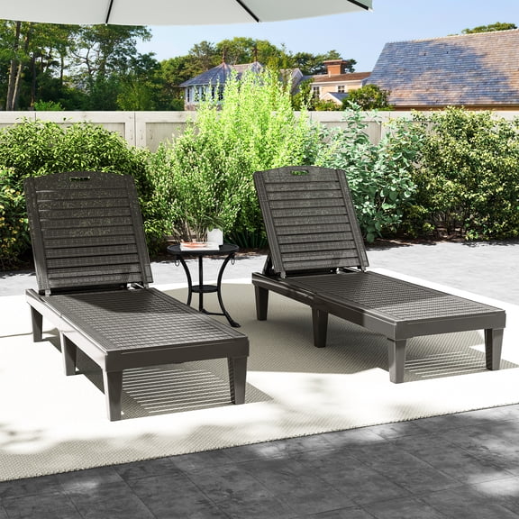 Uforic Outdoor Chaise Lounge Set of 2, 5-Position Adjustable Backrest, Waterproof for Patio, Gray