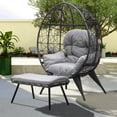 thumbnail image 1 of Uforic PE Rattan Egg Chair with Stand, Ottoman, Cushioned and Footrest for Patio, Garden, Gray, 1 of 9