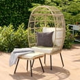 thumbnail image 1 of Uforic Wicker Egg Chair with Ottoman and Cushions, Beige Outdoor Basket Chair with Stand, 1 of 9