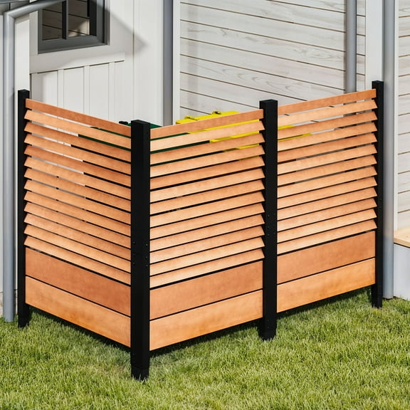 Uforic Outdoor Privacy Fence Panel - Weatherproof Wooden AC Unit Cover, Backyard & Patio Privacy Screen for Garden, Deck, Brown1 Panel