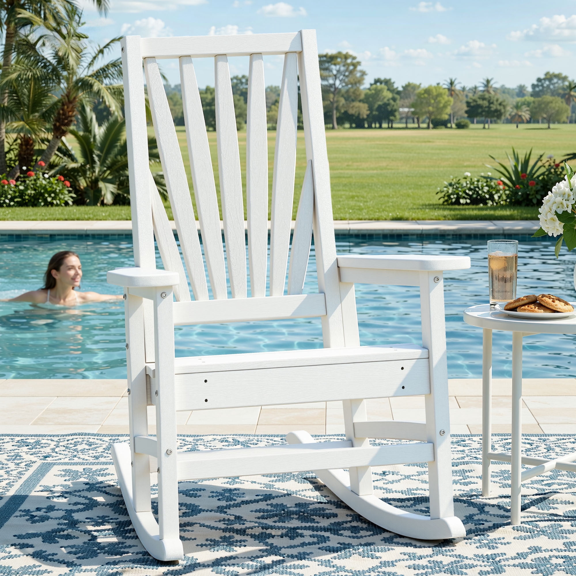 Performance Rocker Lawn Chair Uforic Outdoor Rocking Chair, Patio Rocker with Windsor Backrest & Wide ...