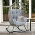 thumbnail image 1 of Uforic Outdoor Rocking Rattan Egg Chair with Cushioned Comfort, 250lb Capacit, Light Grey, 1 of 9