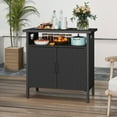 thumbnail image 1 of Uforic Patio Wicker Bar Table, Outdoor Wicker Storage Cabinet, Bar Counter Table, Deck Box - Black, 1 of 9