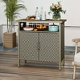 thumbnail image 1 of Uforic Patio Wicker Bar Table, Outdoor Wicker Storage Cabinet, Bar Counter Table, Deck Box - Brown, 1 of 9