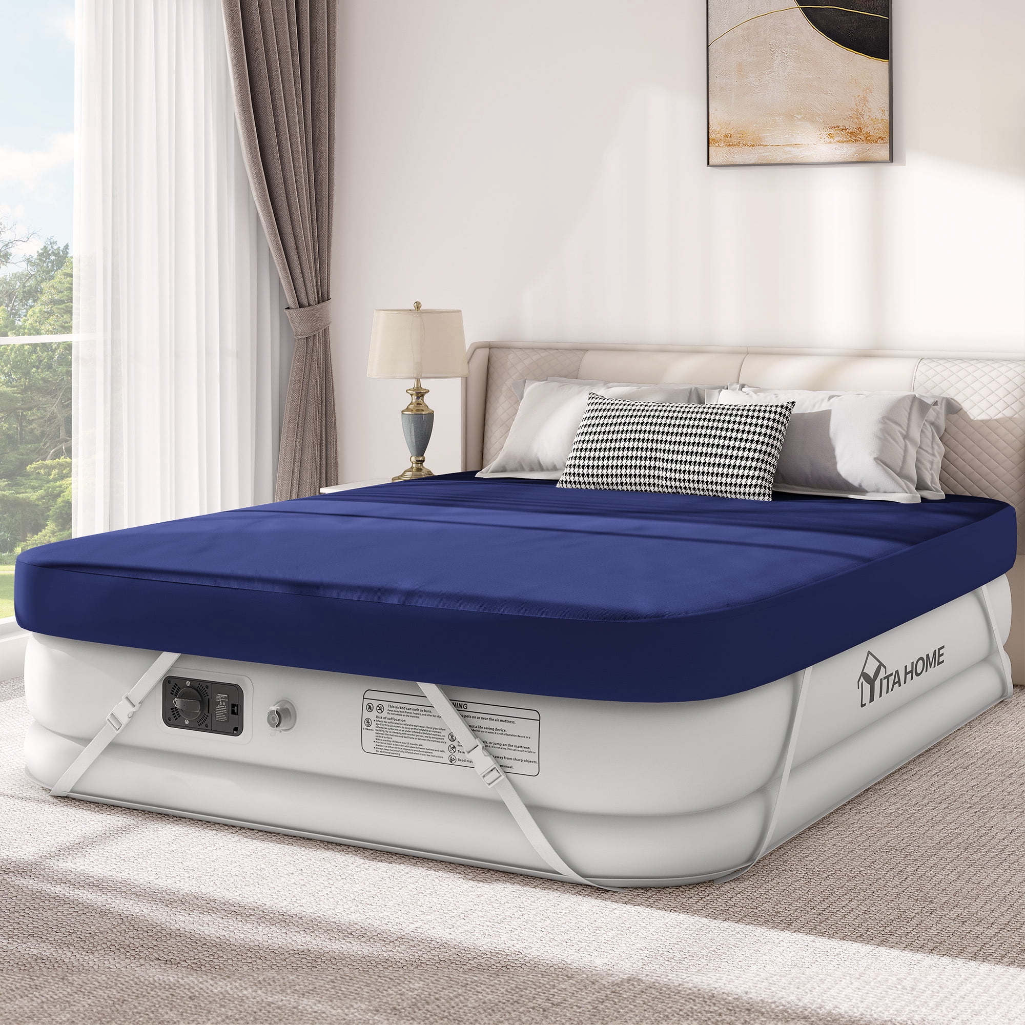 Uforic Queen Air Mattress with Fitted Sheet, 18" Elevated Inflatable Bed with Pump, Carry Bag & Repair Kit