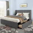 thumbnail image 1 of Uforic Queen Bed, Storage Drawers & Padded Headrest, USB & Type-C Outlets, Box Spring Unnecessary, Suitable for Adults, Gray, 1 of 6