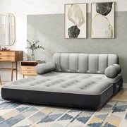 Uforic Queen Size Air Mattress with Built-in Air Pump, Black Bed Skirt and Gray Top Including Repair Kit and Storage Bag, Supports Inflation/Deflation