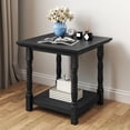 thumbnail image 1 of Uforic Roman-Style End Table with Metal Legs, 23.6" Square Side Table with Shelf, Black, 1 of 8