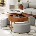 thumbnail image 1 of Uforic Round Lift-Top Coffee Table with Storage & 3 Stools, Faux Marble Center Table for Living Room, 1 of 8