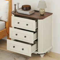 Uforic Rustic Nightstand with Charging Station & Drawers, Bedside Table for Bedroom, White