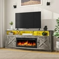 thumbnail image 1 of Uforic Rustic TV Console for 75" TVs, 36" Electric Flame & LED Illumination with Classic Barn Door Storage, Rustic Gray, 1 of 6