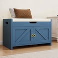 thumbnail image 1 of Uforic Shoe Bench with Storage Cabinets, Entryway Storage Bench Shoe Rack Organizer Unit , Blue, 1 of 9