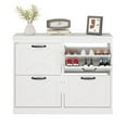 thumbnail image 1 of Uforic Shoe Cabinet with 4 Flip Drawers, Farmhouse Narrow Shoe Rack Organizer with Metal Legs, White, 1 of 9