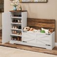 thumbnail image 1 of Uforic Shoe Cabinet with Storage Bench, Farmhouse L Shape Shoe Organizer Cabinet for Entryway, White, 1 of 5