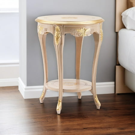 Uforic Stylish Classic Side Table with Solid Mahogany and E0 Grade Plywood